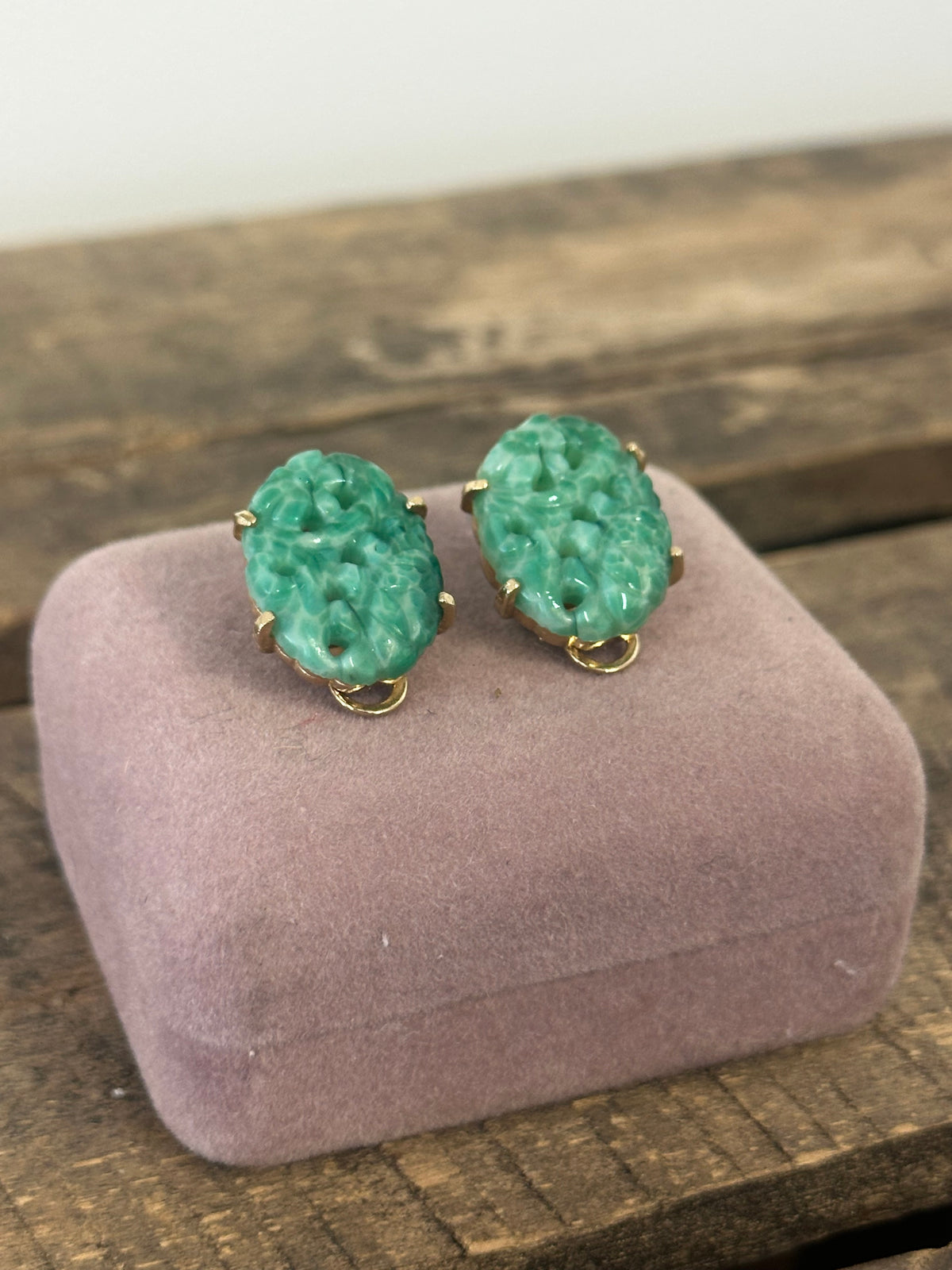 Vintage Floral Oval Clip Earrings