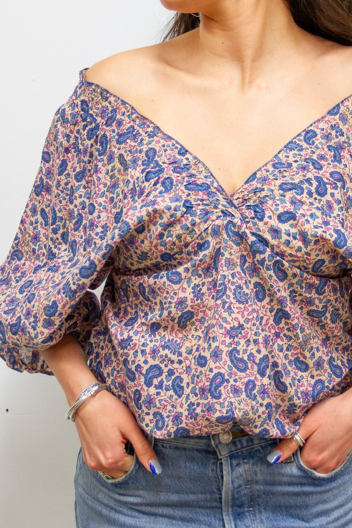 Paisley Puff Sleeve Top