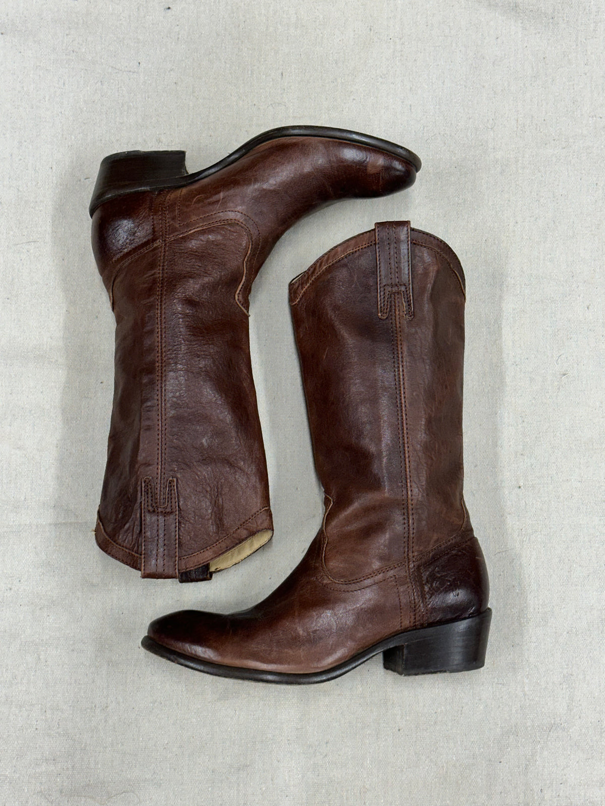 Vintage Chocolate Brown Frye Cowboy Boots