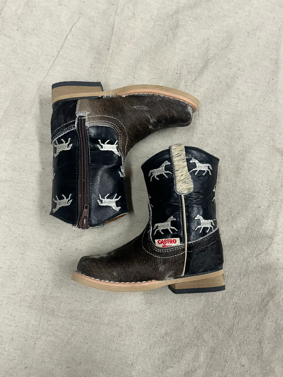 Kids Dark Brown and Black Cowboy Boots