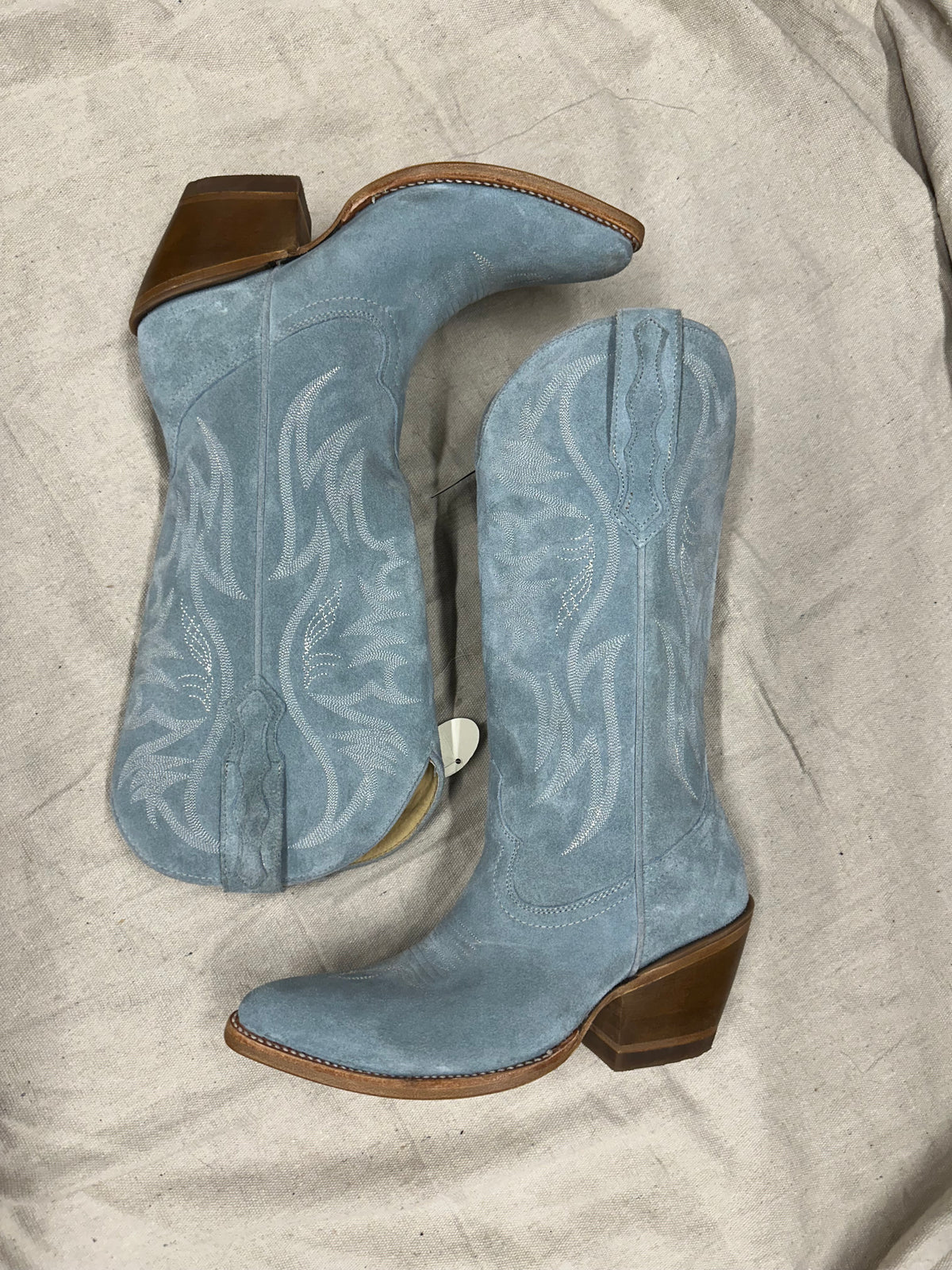 Vintage Blue Suede Cowboy Boots