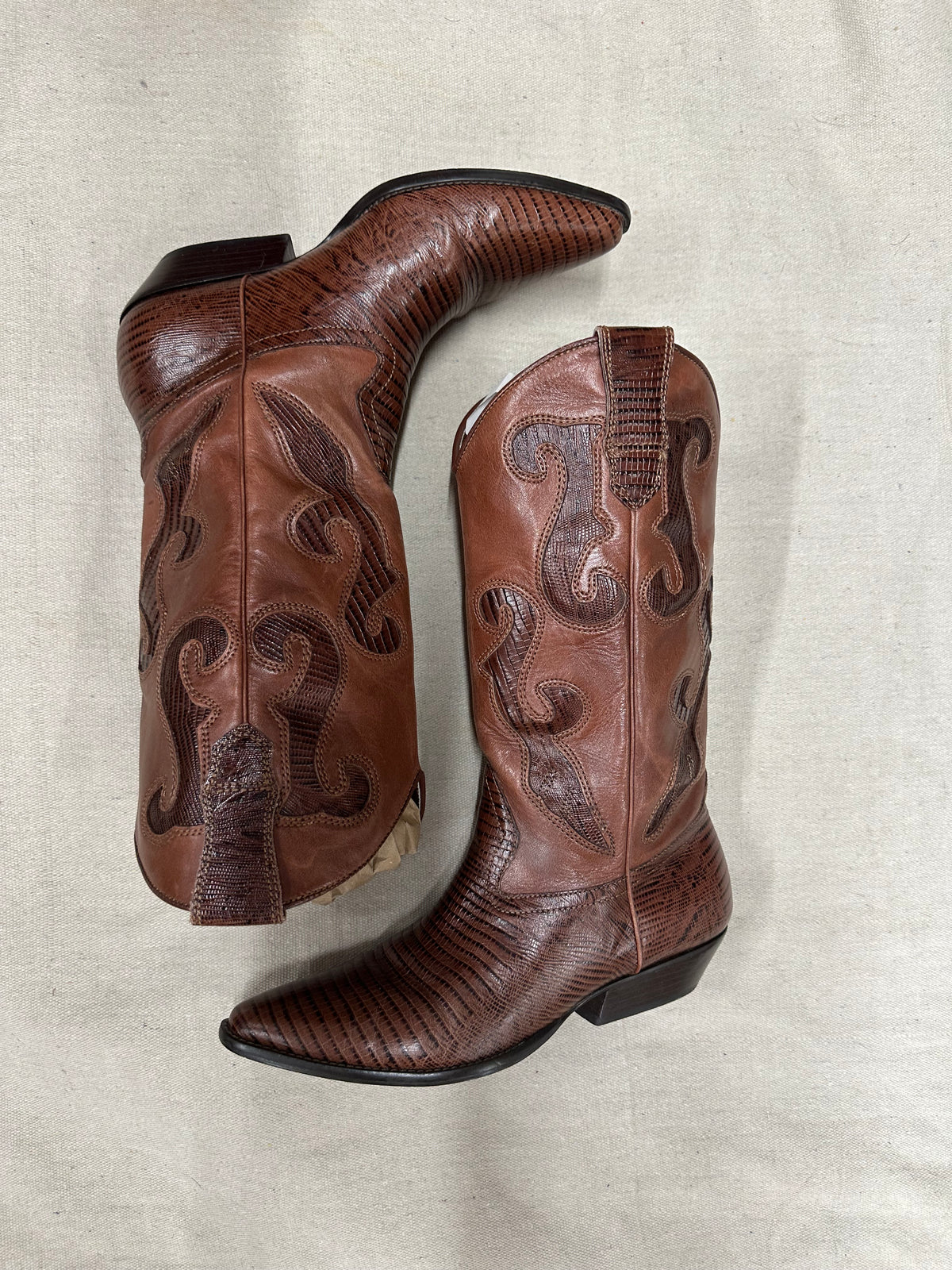 Vintage Brown Almond Toe Cowboy Boot