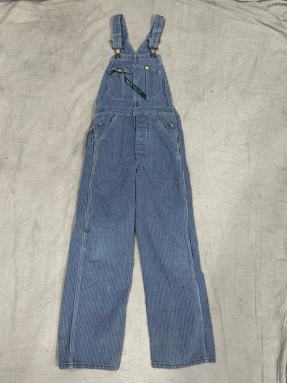 Vintage Kids Pinstripe with Green Detailing Overalls