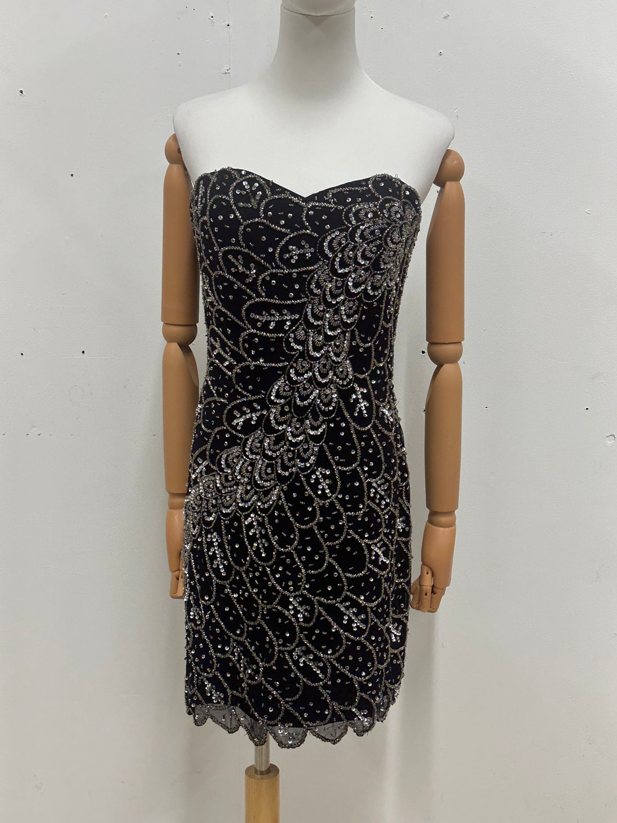 Vintage Black Beaded Strapless Dress