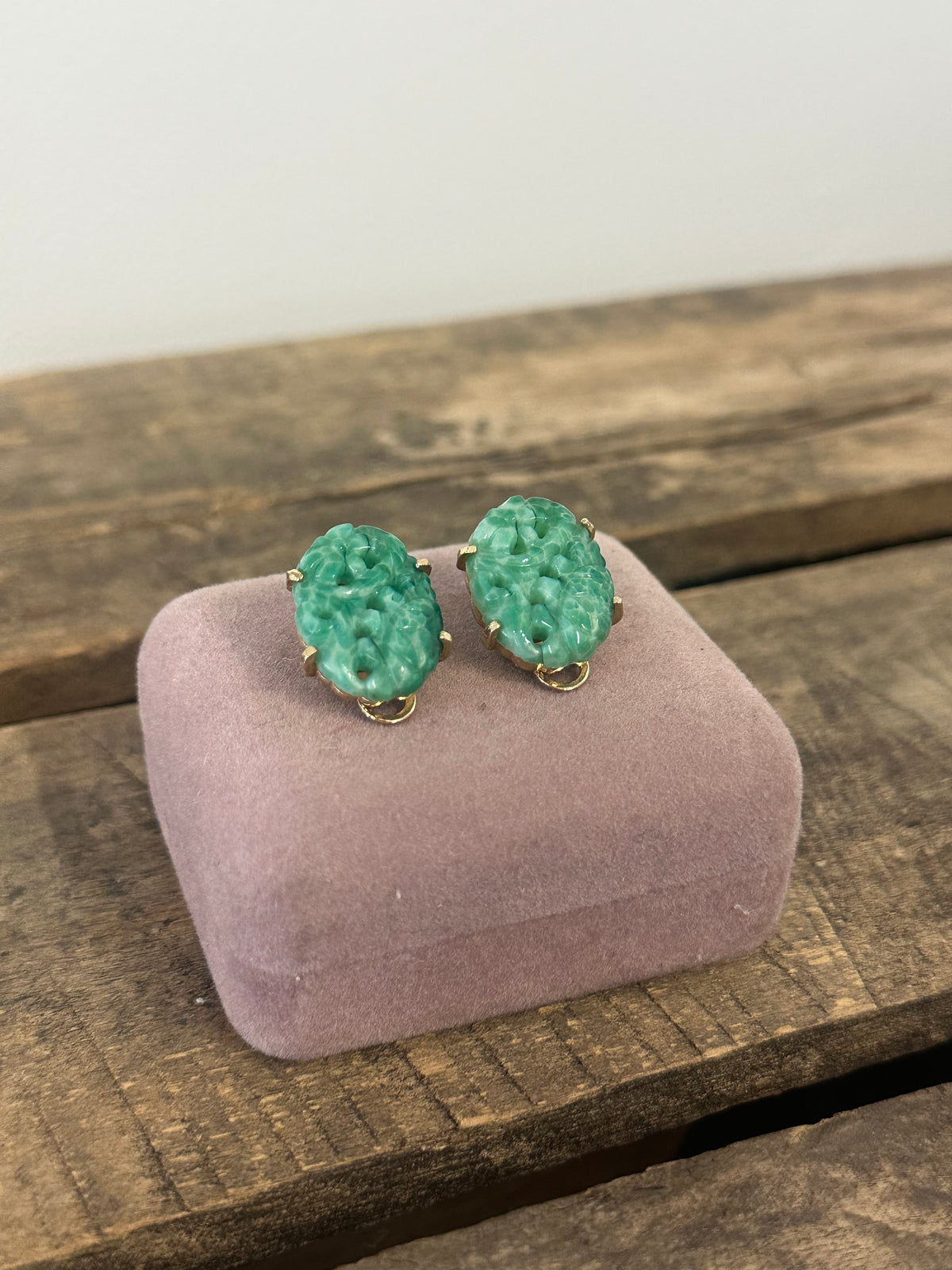 Vintage Floral Oval Clip Earrings
