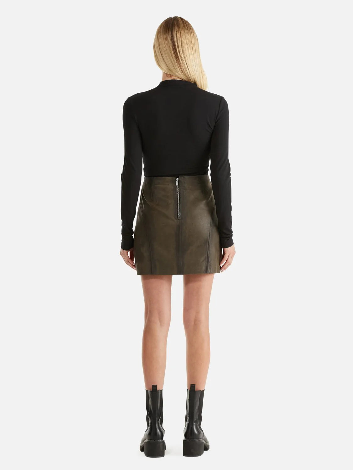 Stevie Worn Leather Skirt