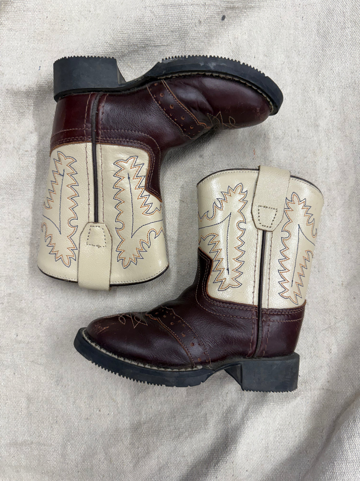 Vintage Brown & Bone Kids Cowboy Boots