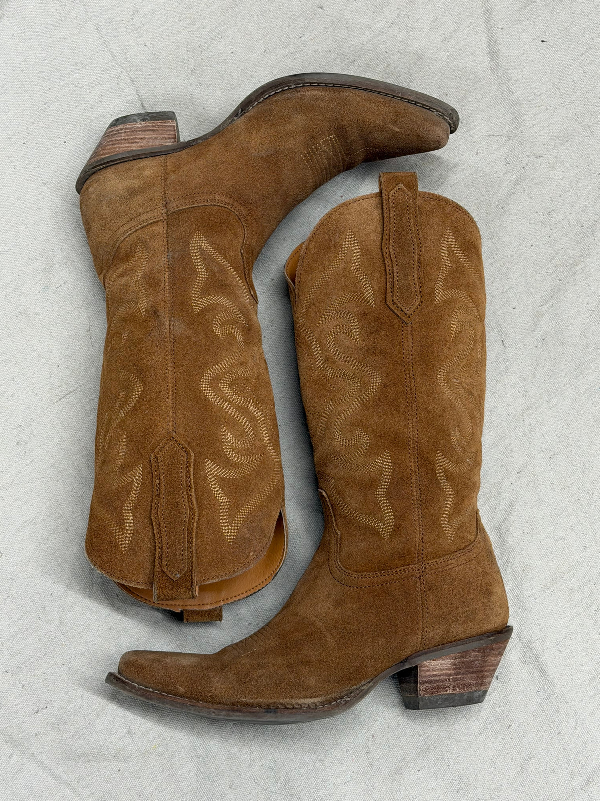 Vintage Suede Cinnamon Cowboy Boots