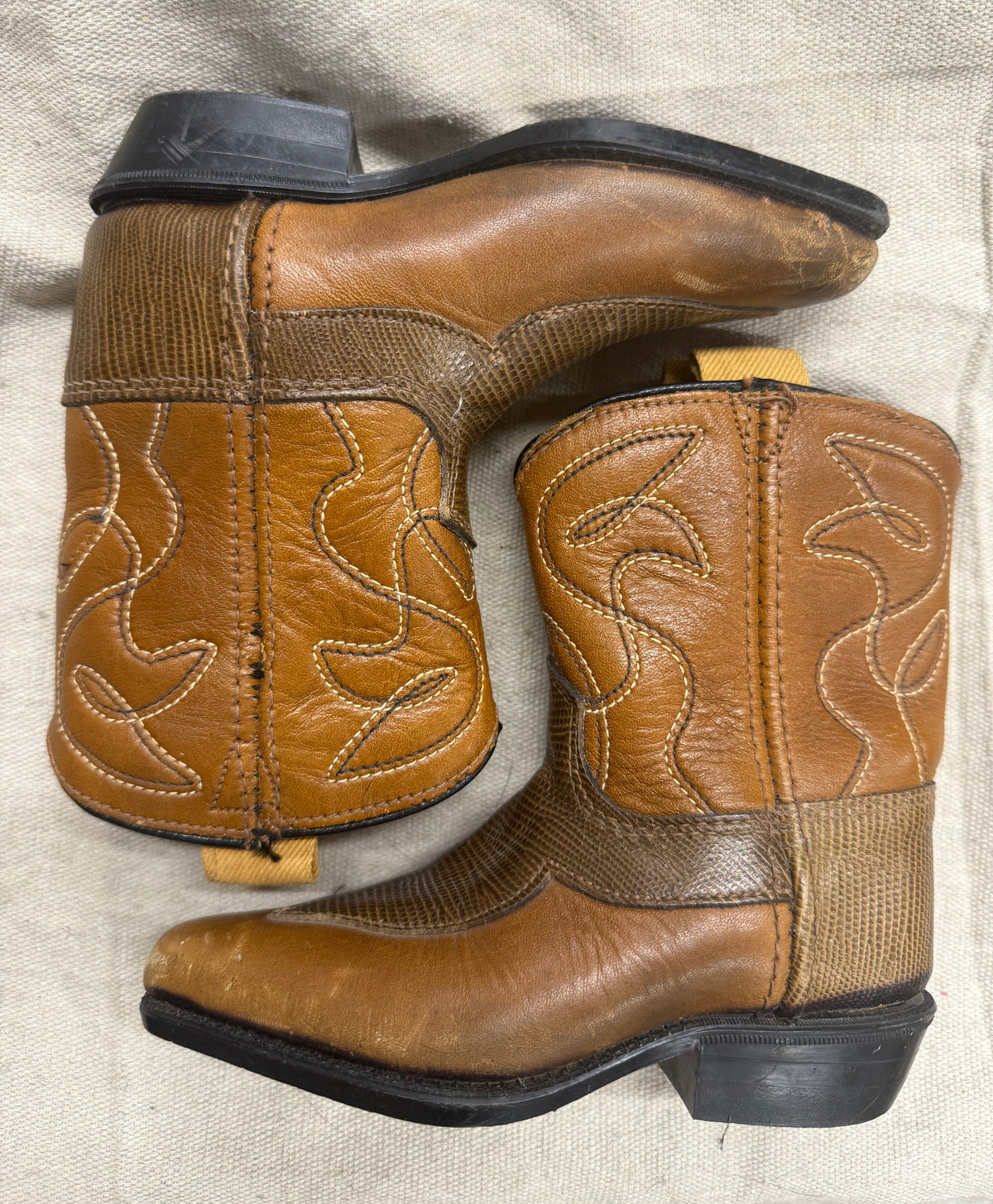 Vintage Kids Brown Pointed Toe Cowboy Boots