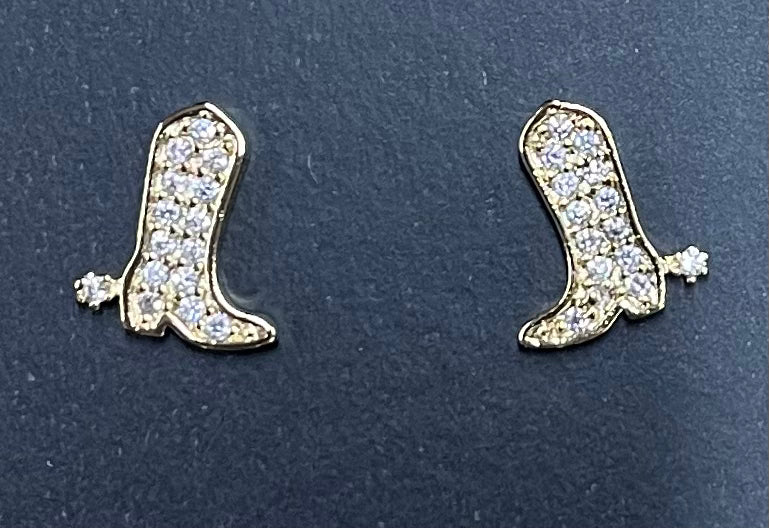 Crystal Stud Cowboy Boot Stud Earring