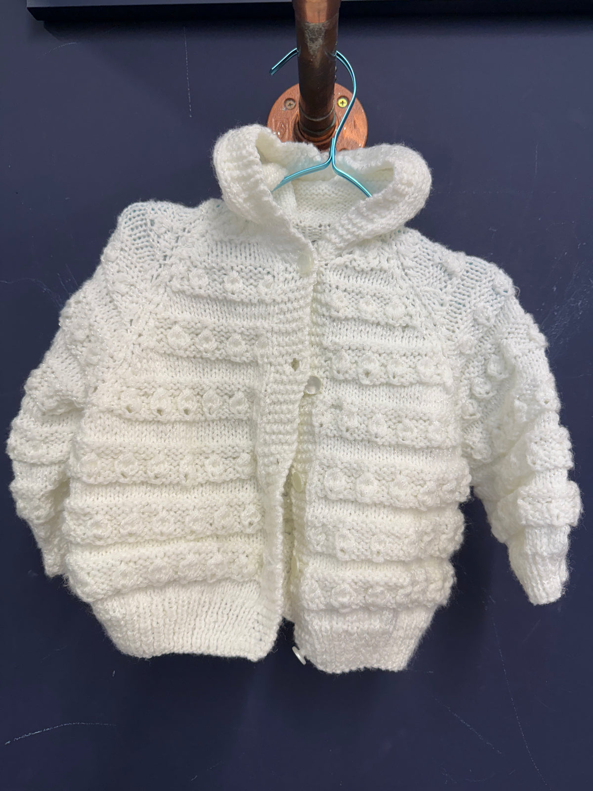 Vintage Hand Knit White Hooded Sweater