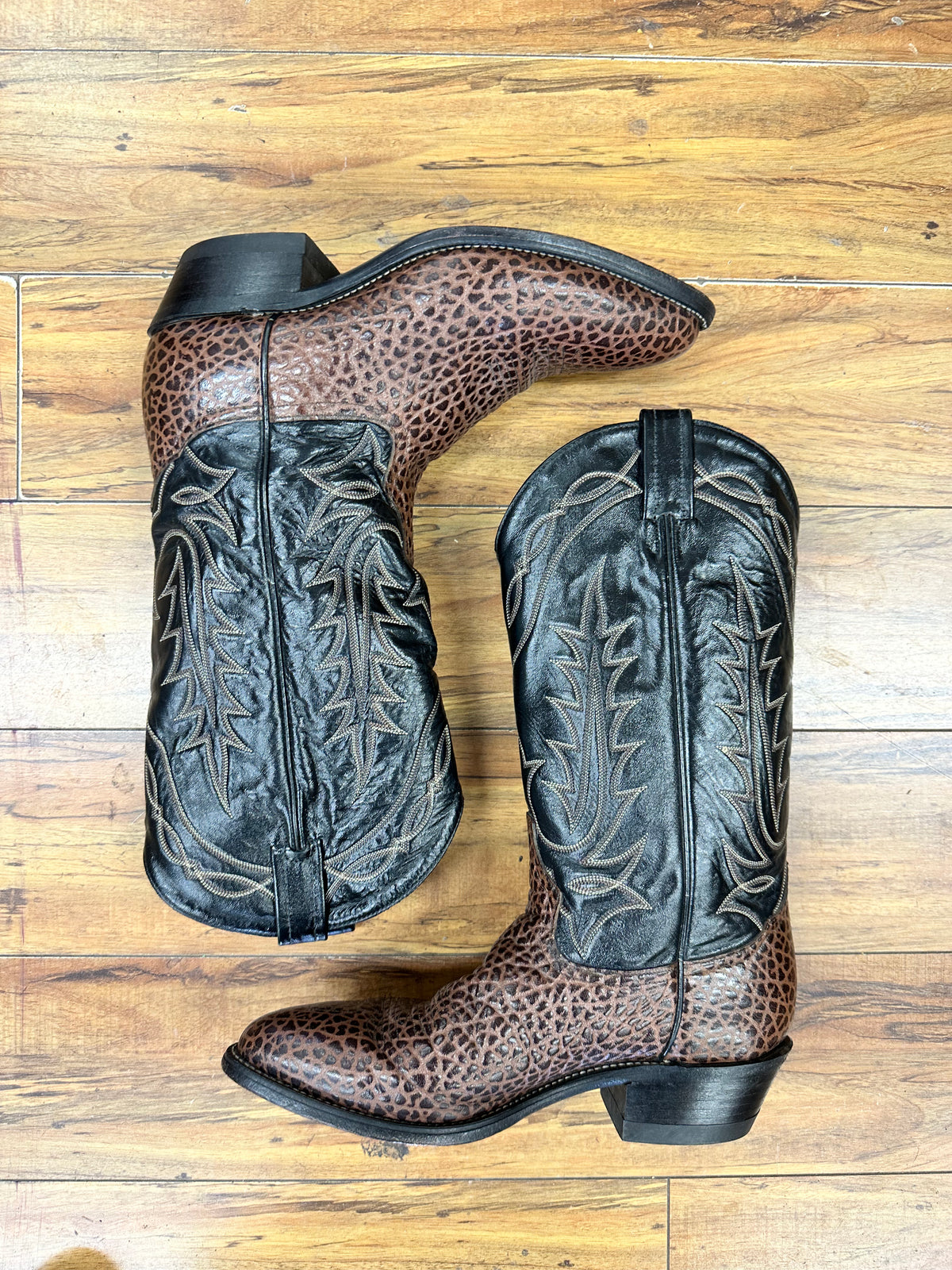 Brown+Black Exotic Cowboy Boots