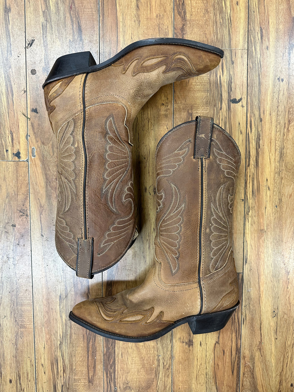 Brown+Flame Toe Cap Cowboy Boots