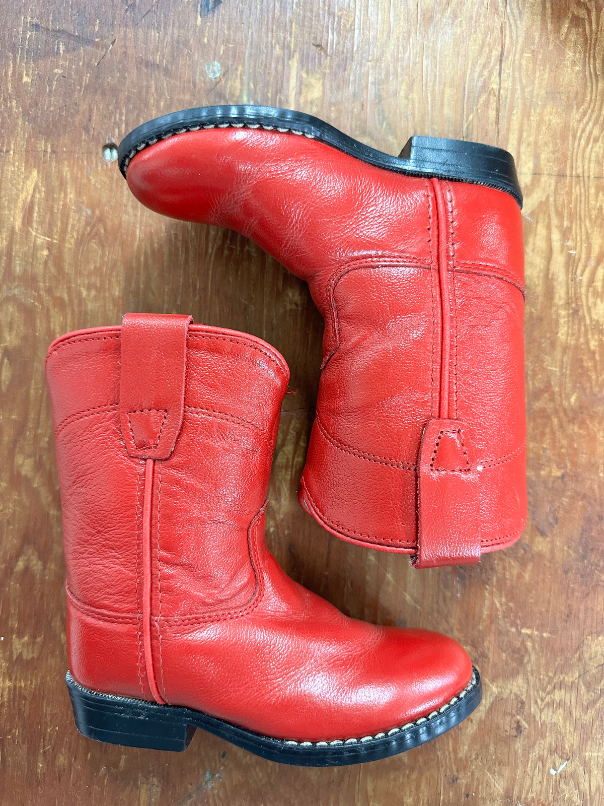 Kids Red Leather Cowboy Boots