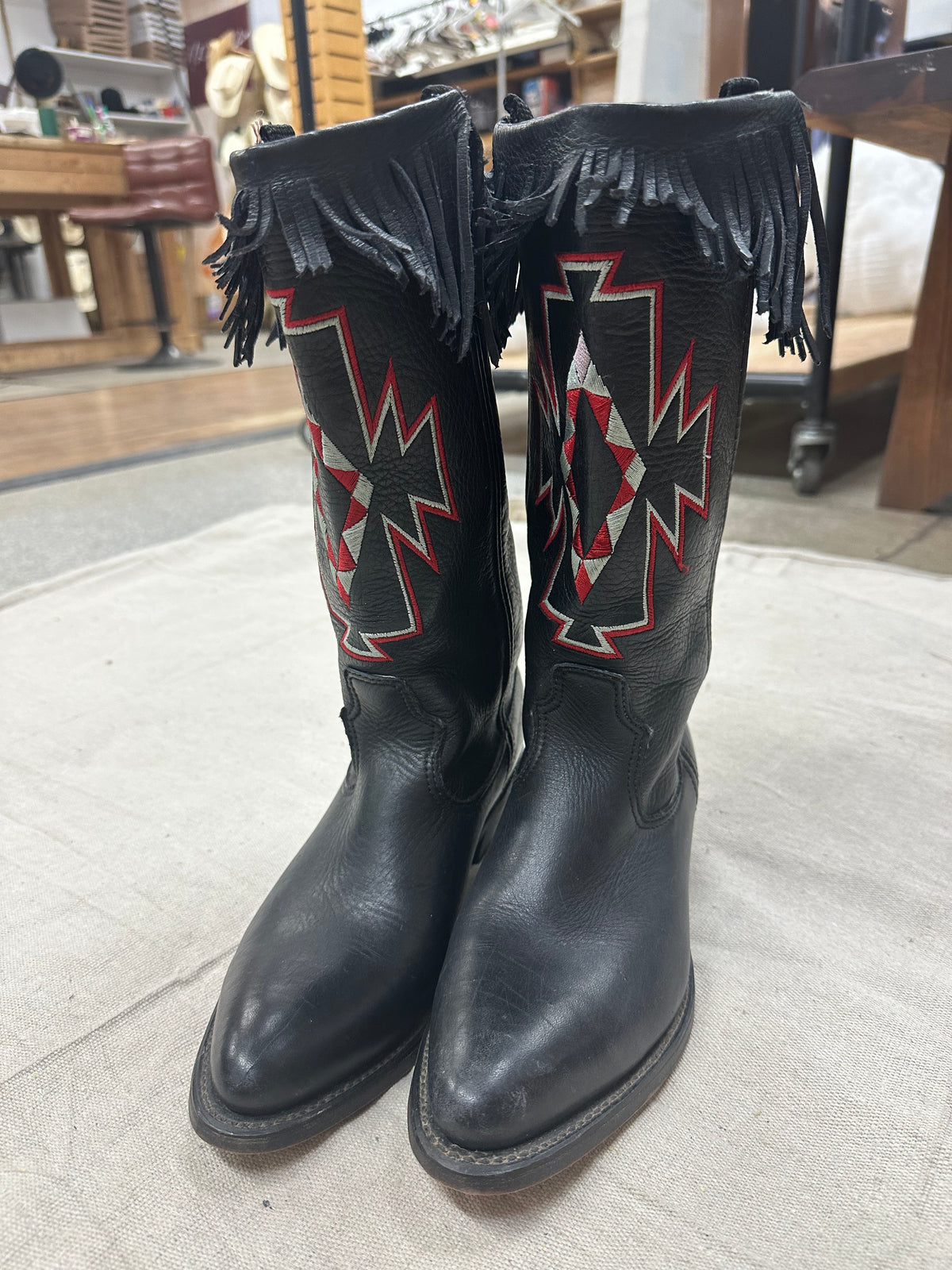 Black Fringe Top Cowboy Boots