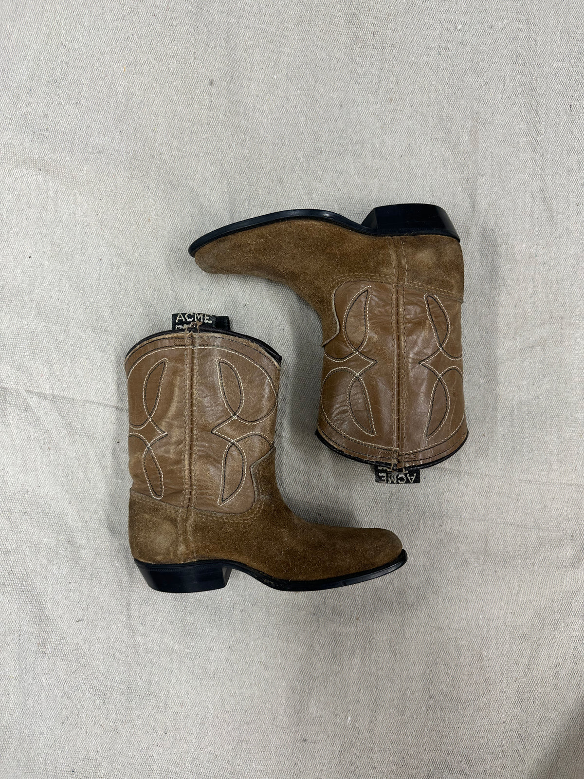 Vintage Kids Suede Toe Cowboy Boots