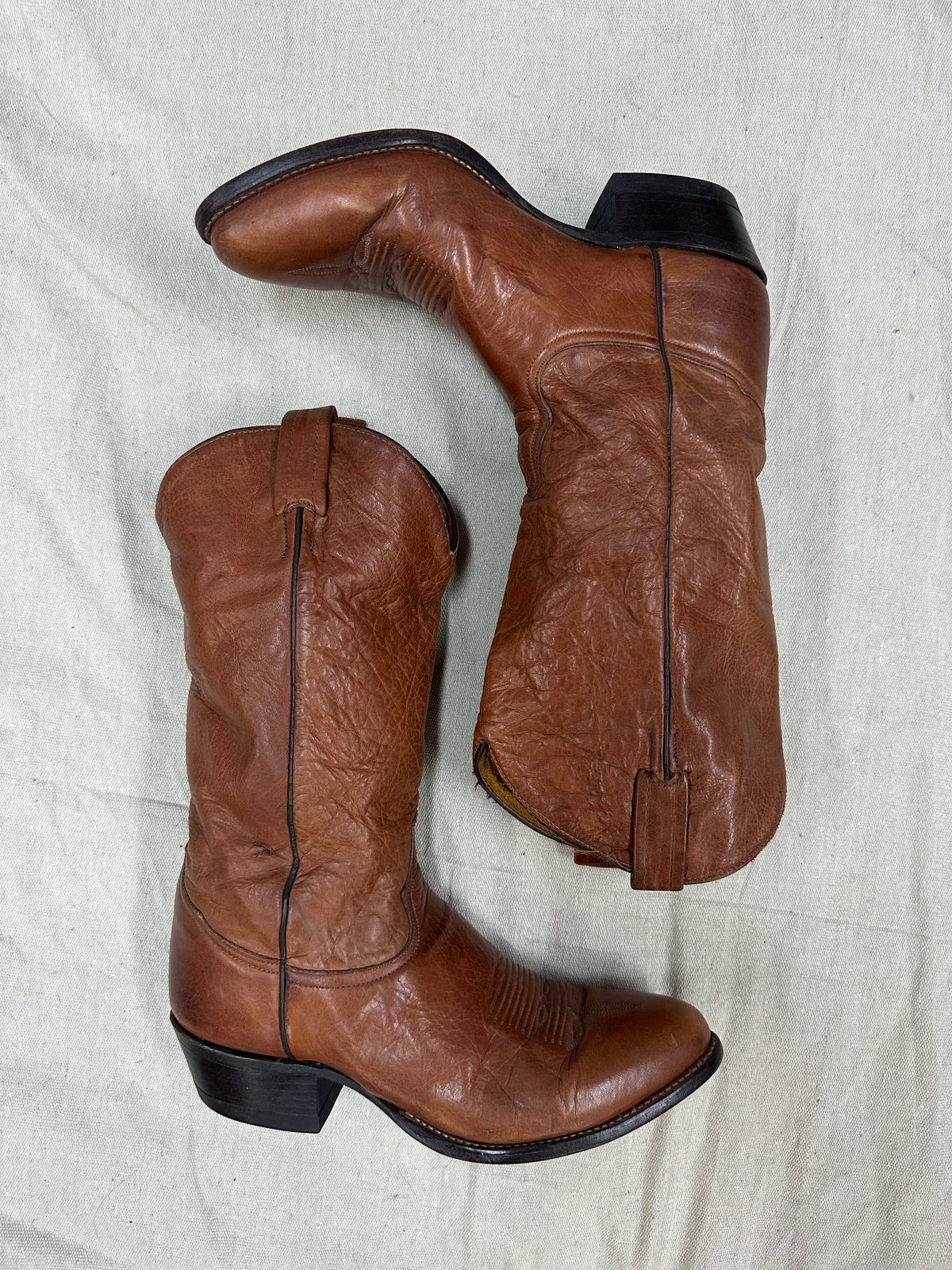 Crinkle Top Brown Cowboy Boots