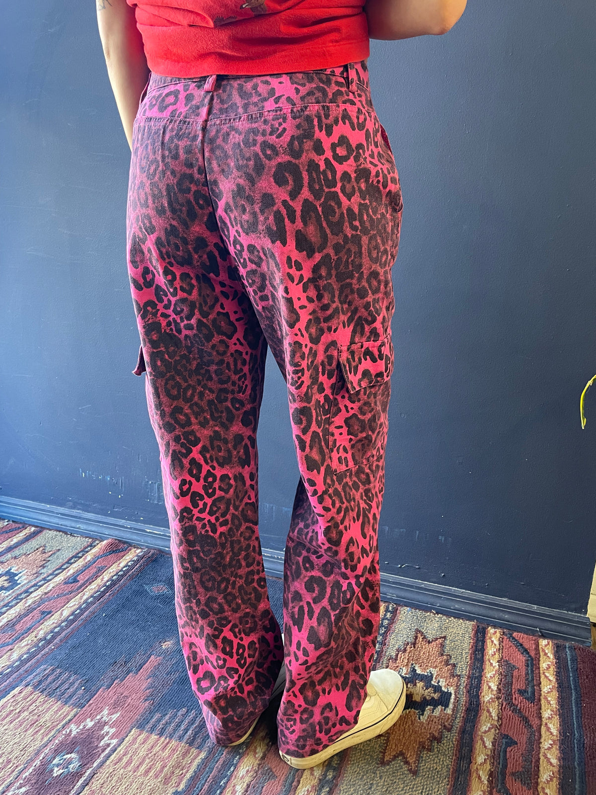 Pink Leopard Print Denim