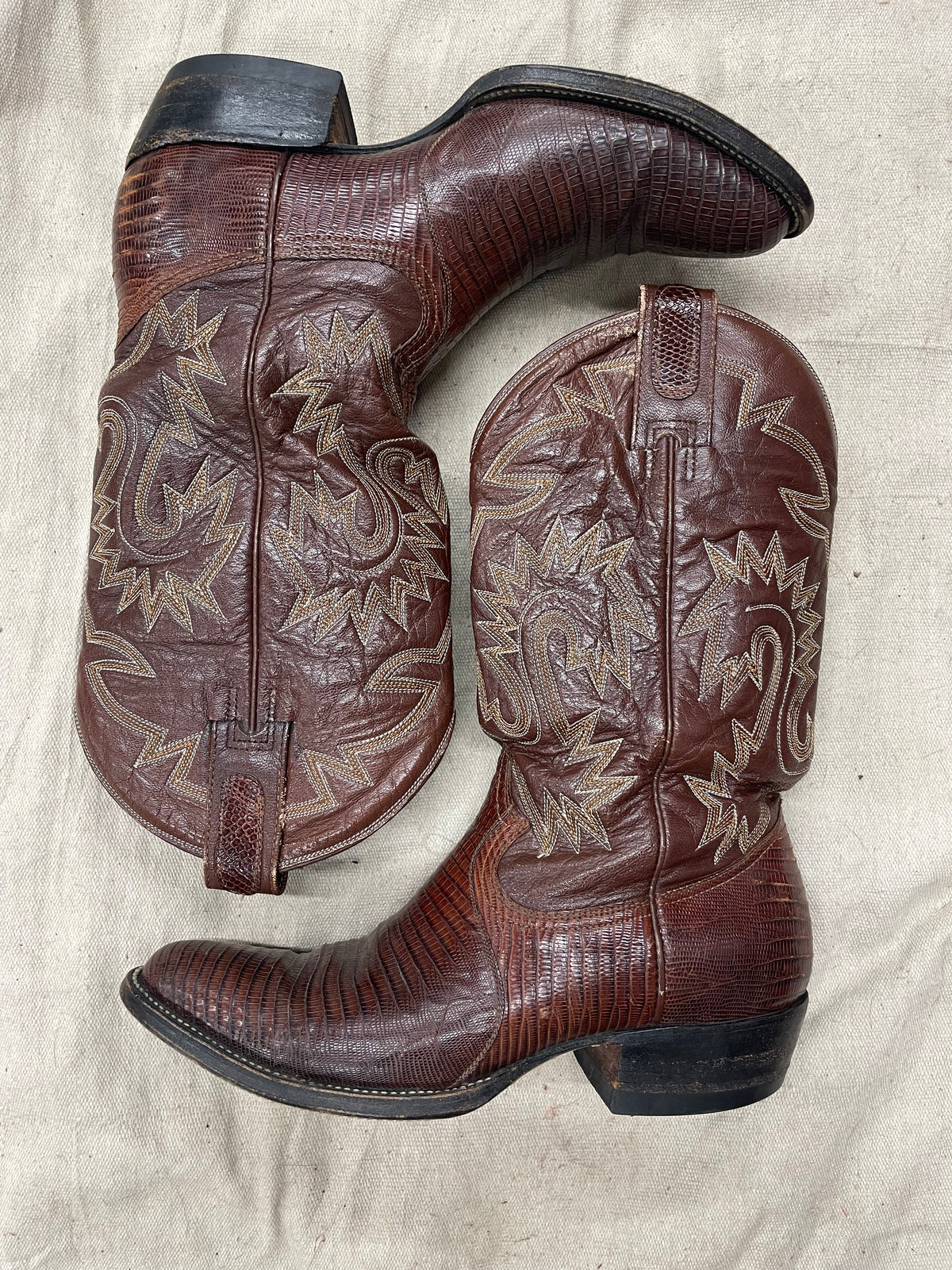 Vintage Chocolate Brown Lizard Cowboy Boots