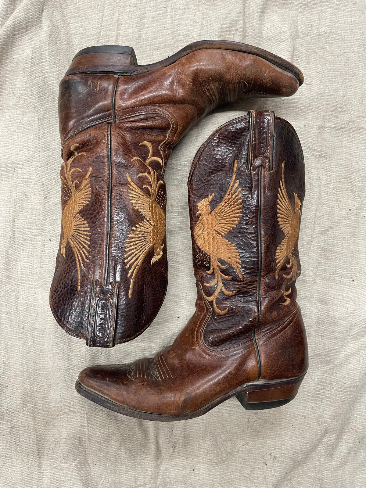 Vintage Peasant Stitch Cowboy Boots