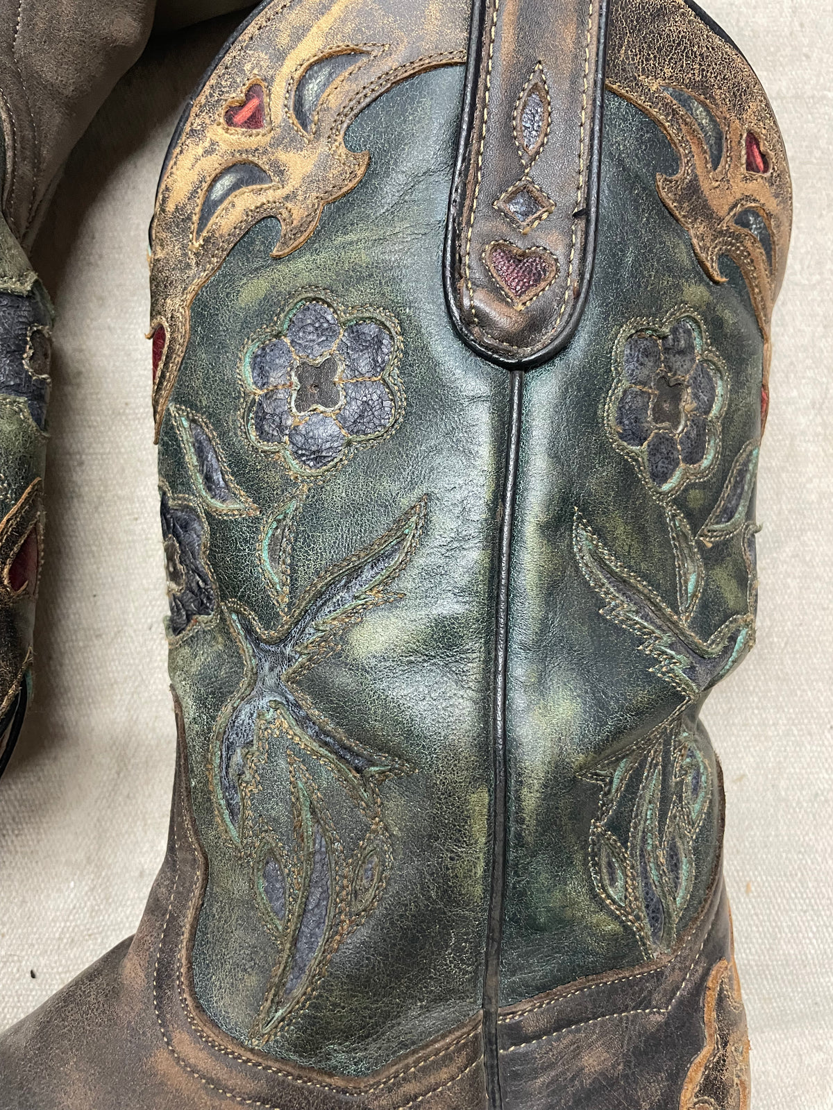 Vintage Blue Bird Blossom Cowboy Boots