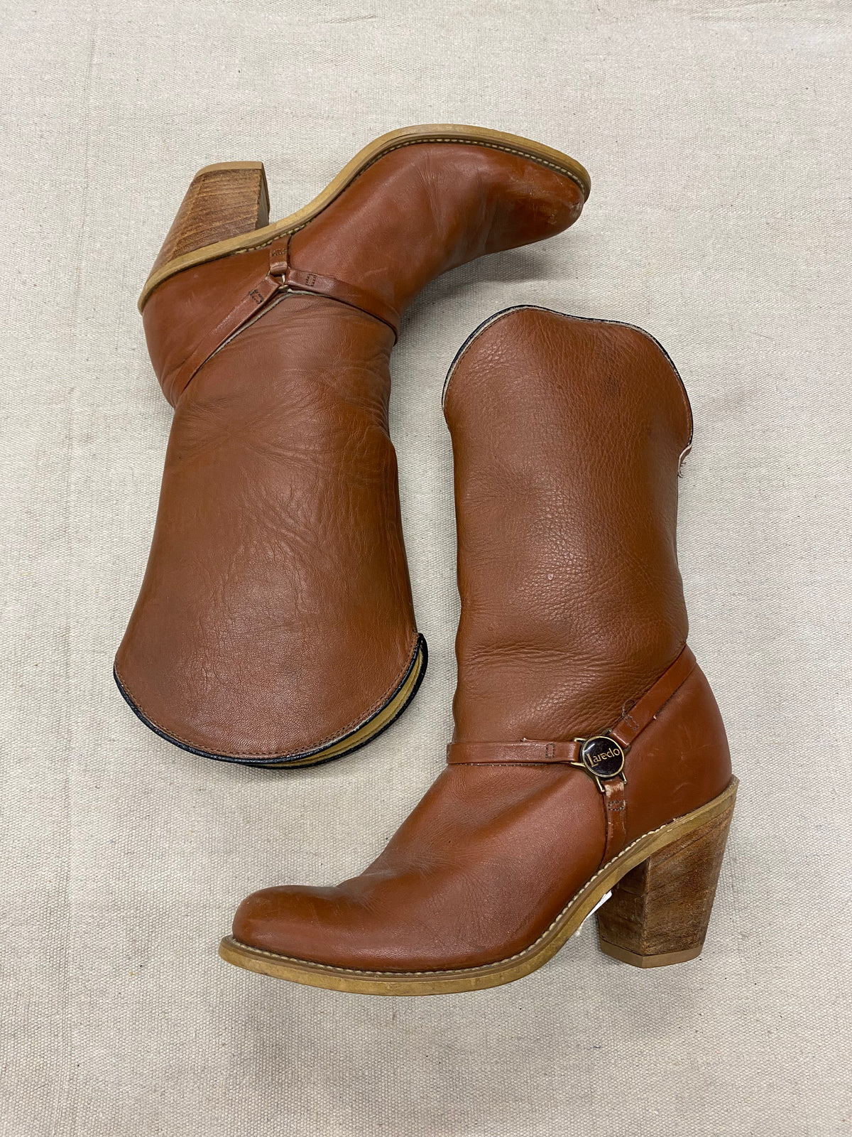 Laredo Cognac Stacked Heel Boot