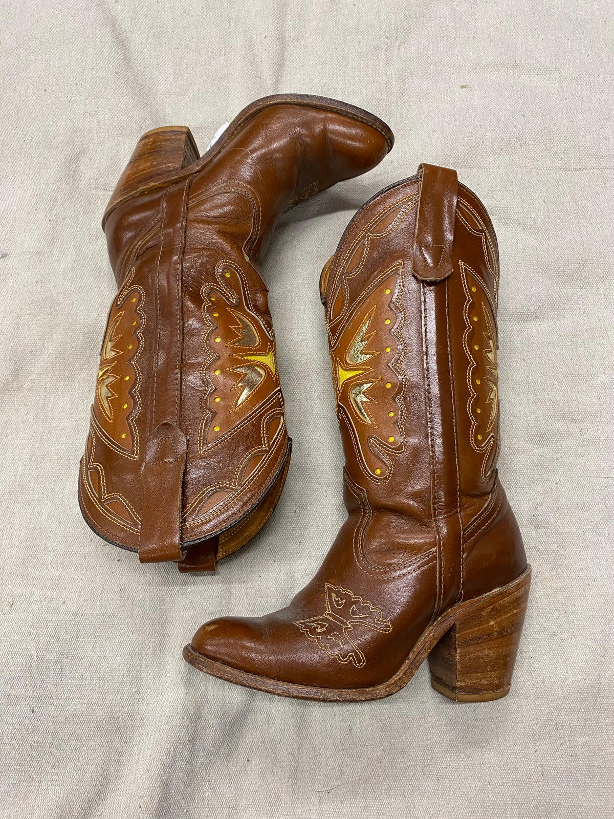 Gold Butterfly Cowboy Boots