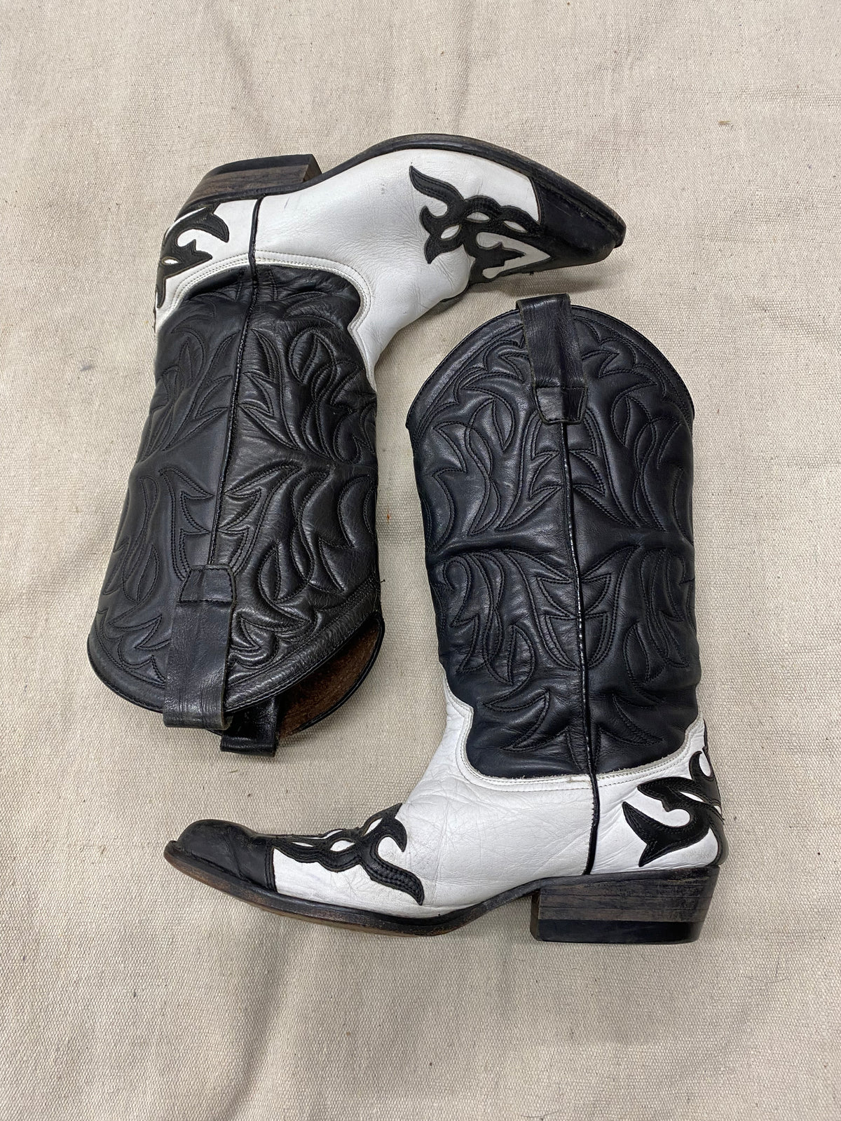 Vintage Black & White Cowboy Boot