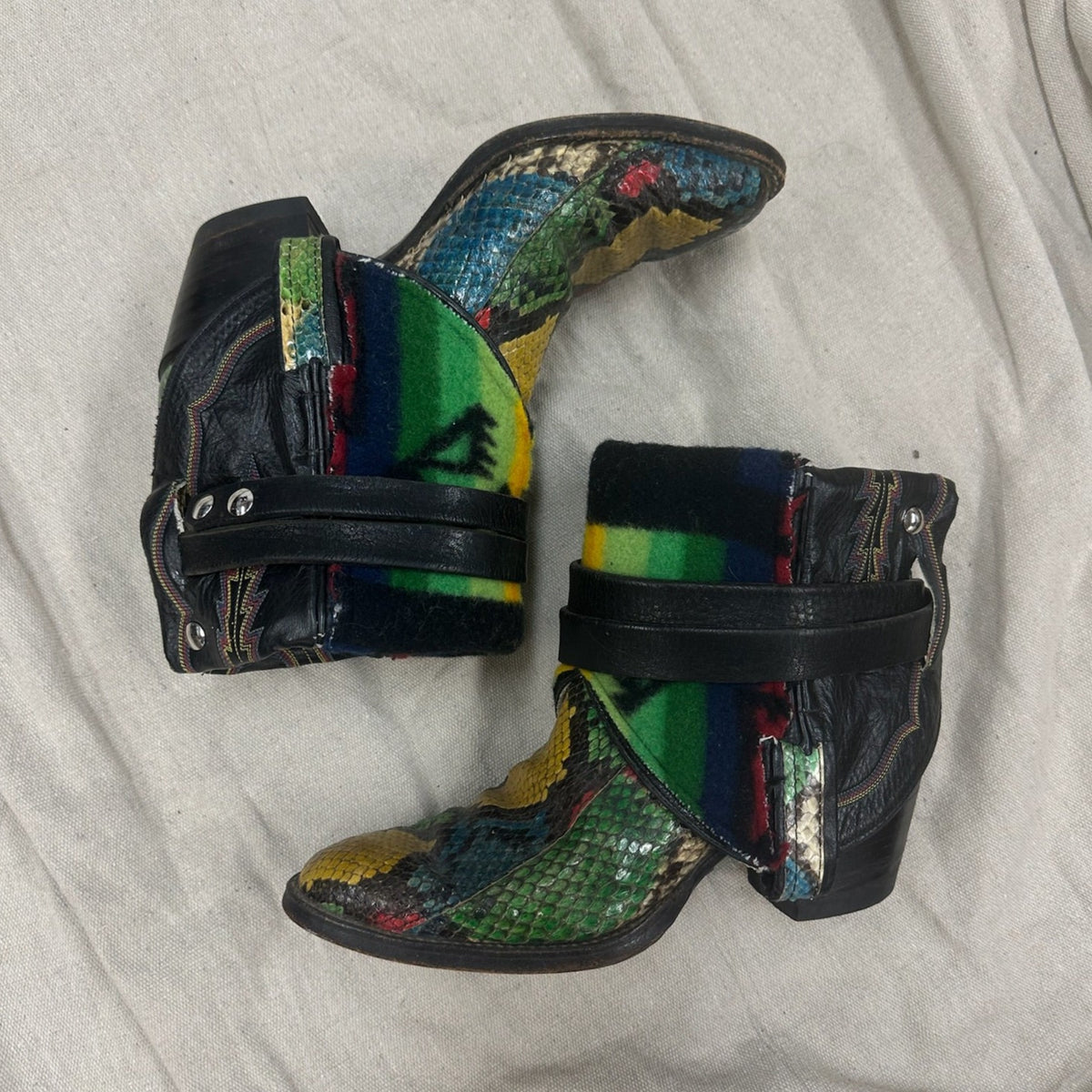 Vintage Rare Rainbow Snakeskin Canty Boots