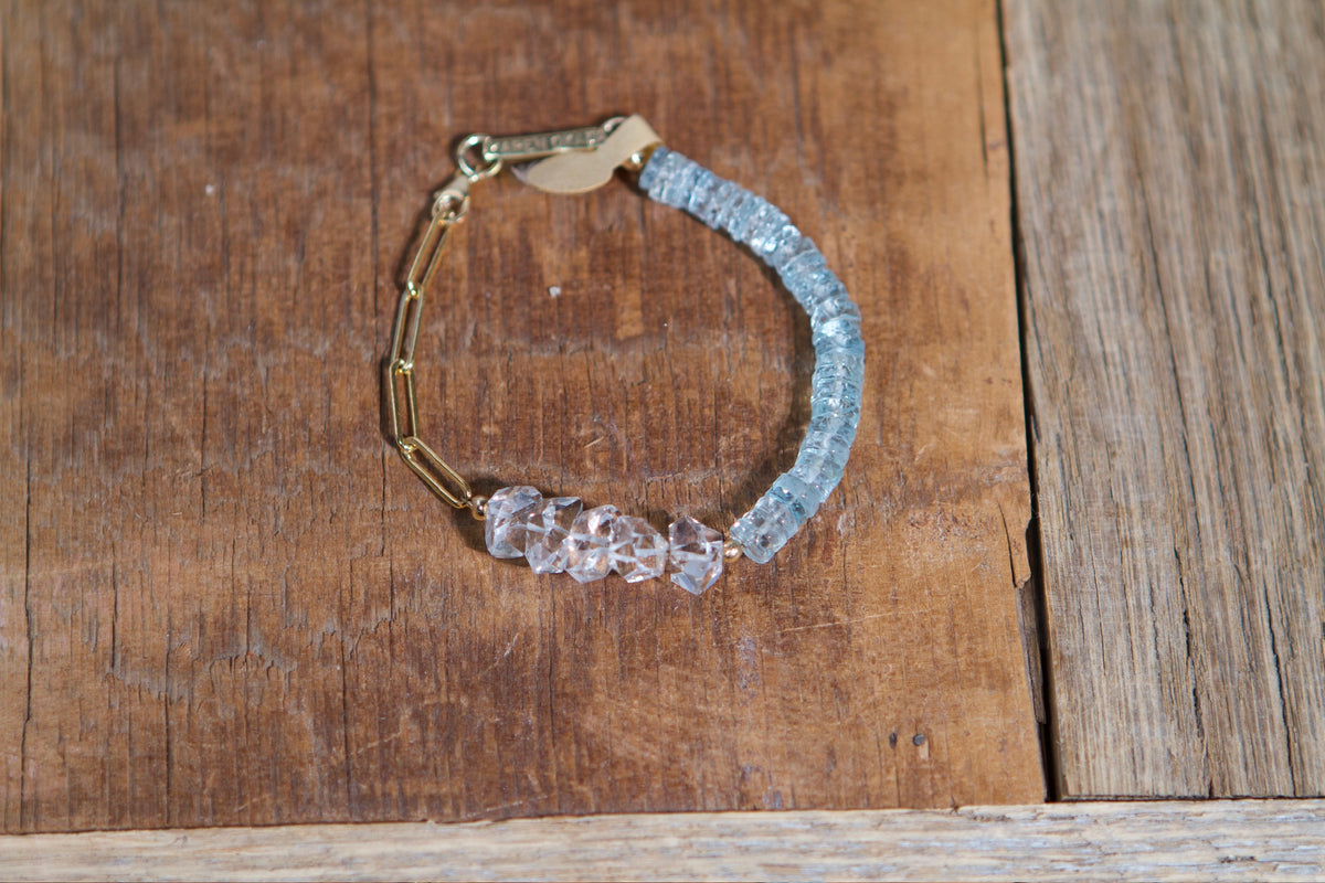 Herkimer and Aquamarine Bracelet #13