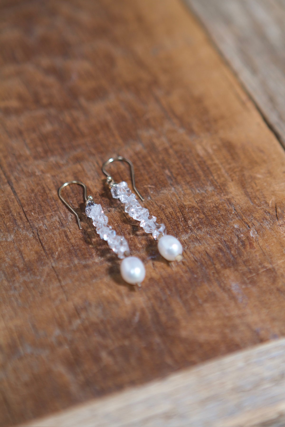 Herkimer and Pearl Earrings