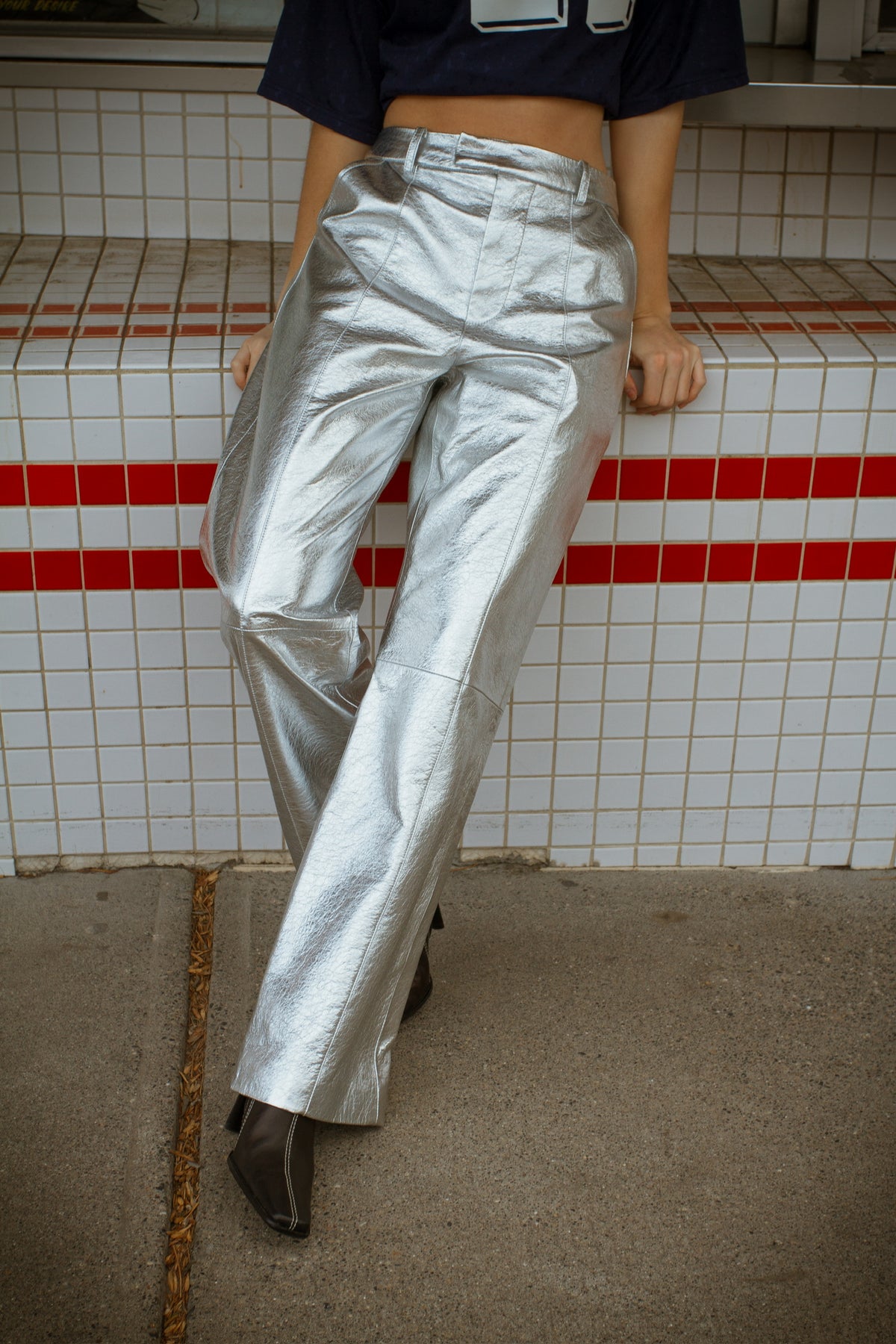 Danielle Metallic Leather Pants