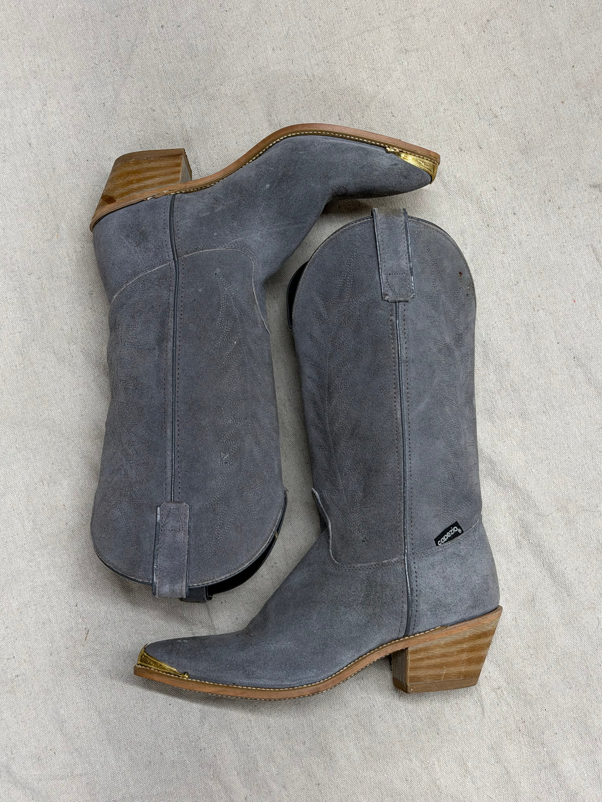 Vintage Grey Suede Cowboy Boots