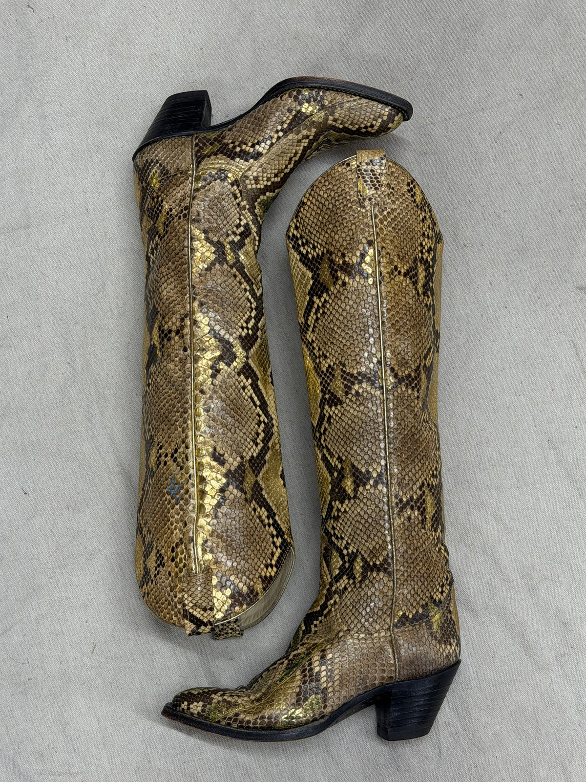 Vintage Yellow and Brown Cowboy Boots
