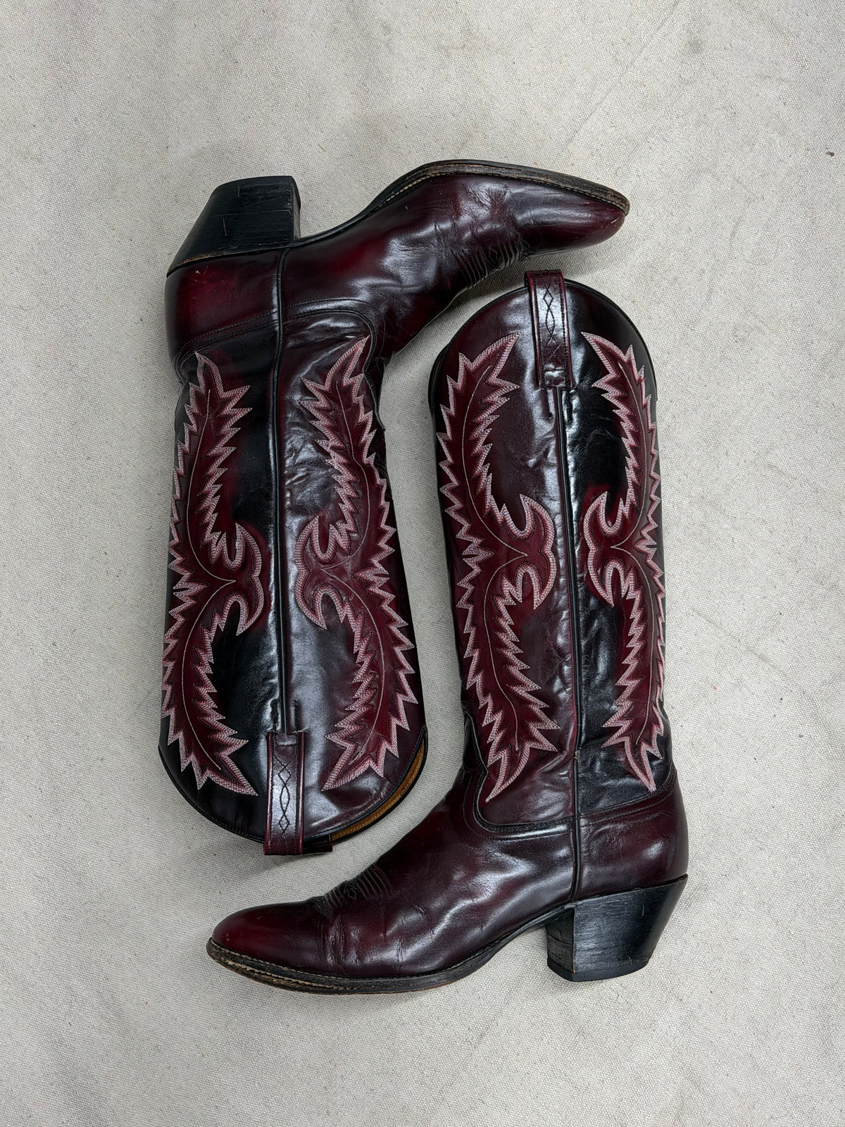 Vintage Maroon Cowboy Boots