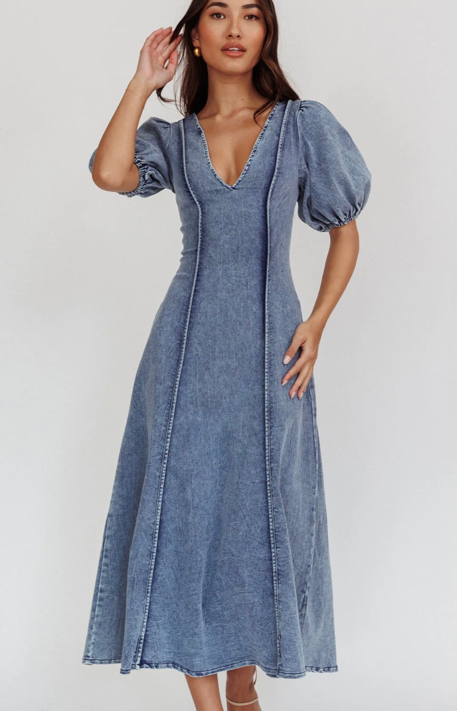 Out Seam Denim Dress