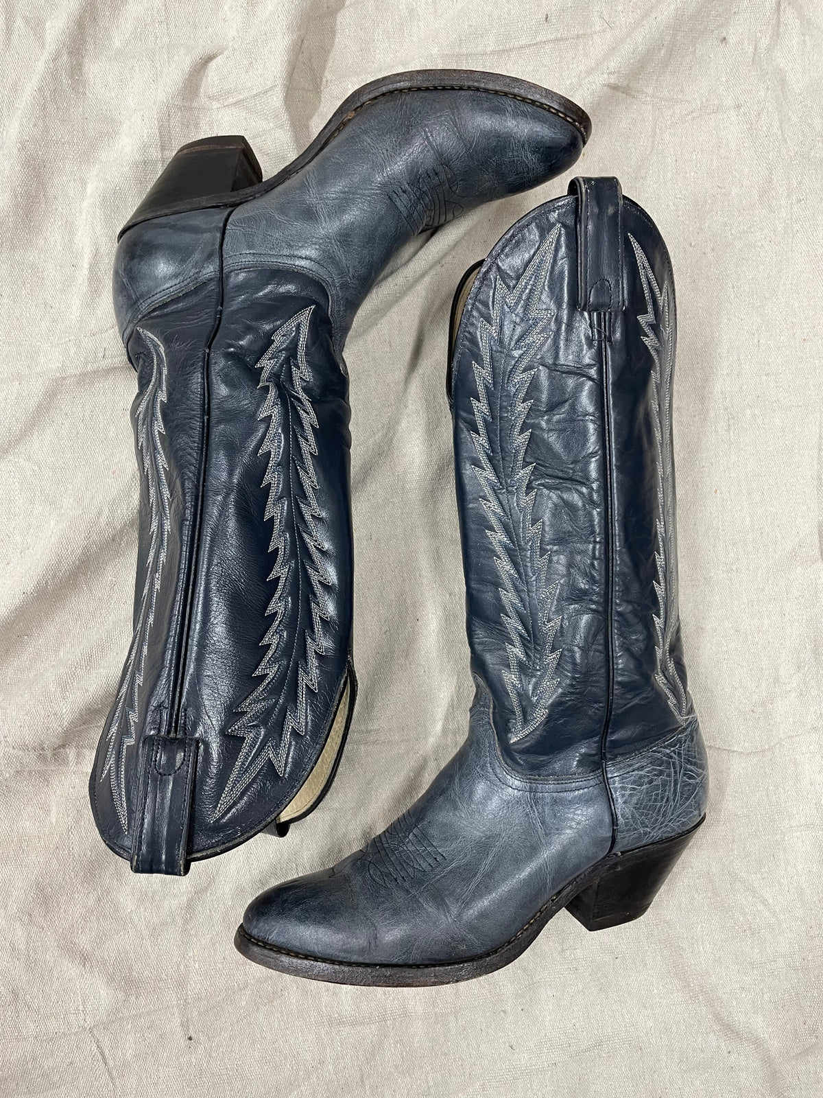 Vintage Navy & Grey Cowboy Boots