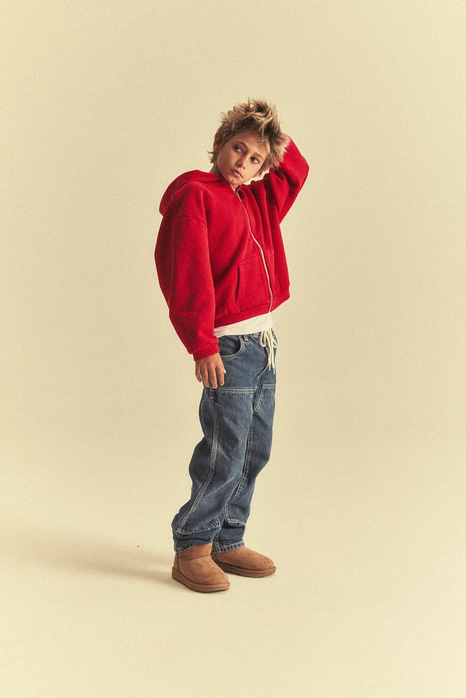 Kids Core Zip Hoodie - Red