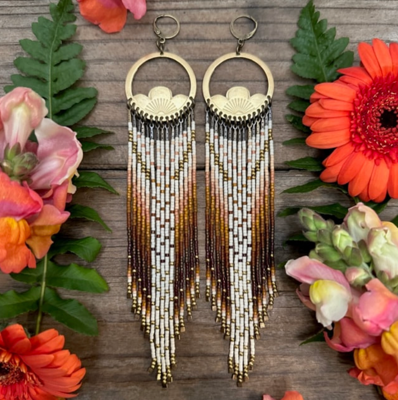 Gold Bloom Beaded Earring