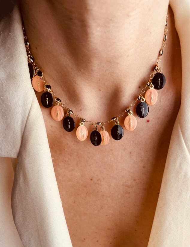 Mocha & Peach Mini Gudalupe Necklace