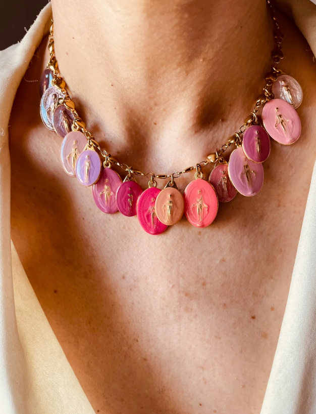 Pink Rainbow Guadalupe Necklace