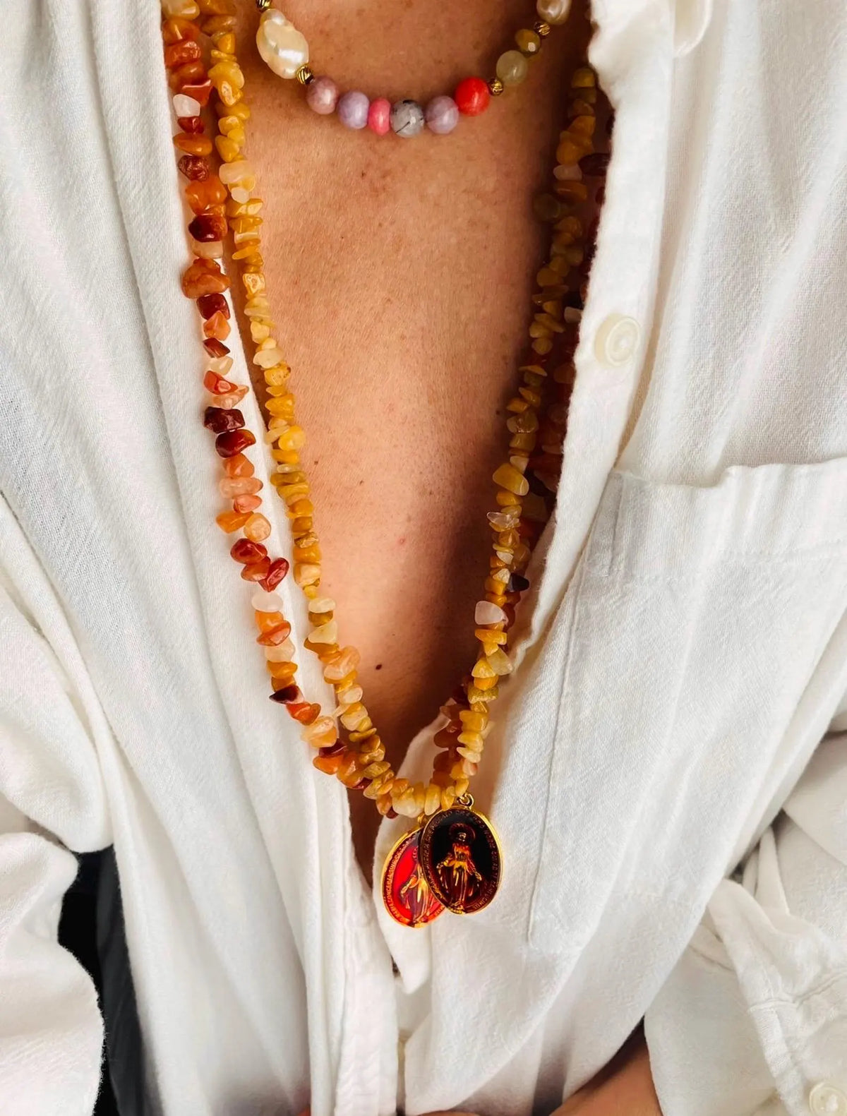 Carnelian Long Guadalupe Necklace