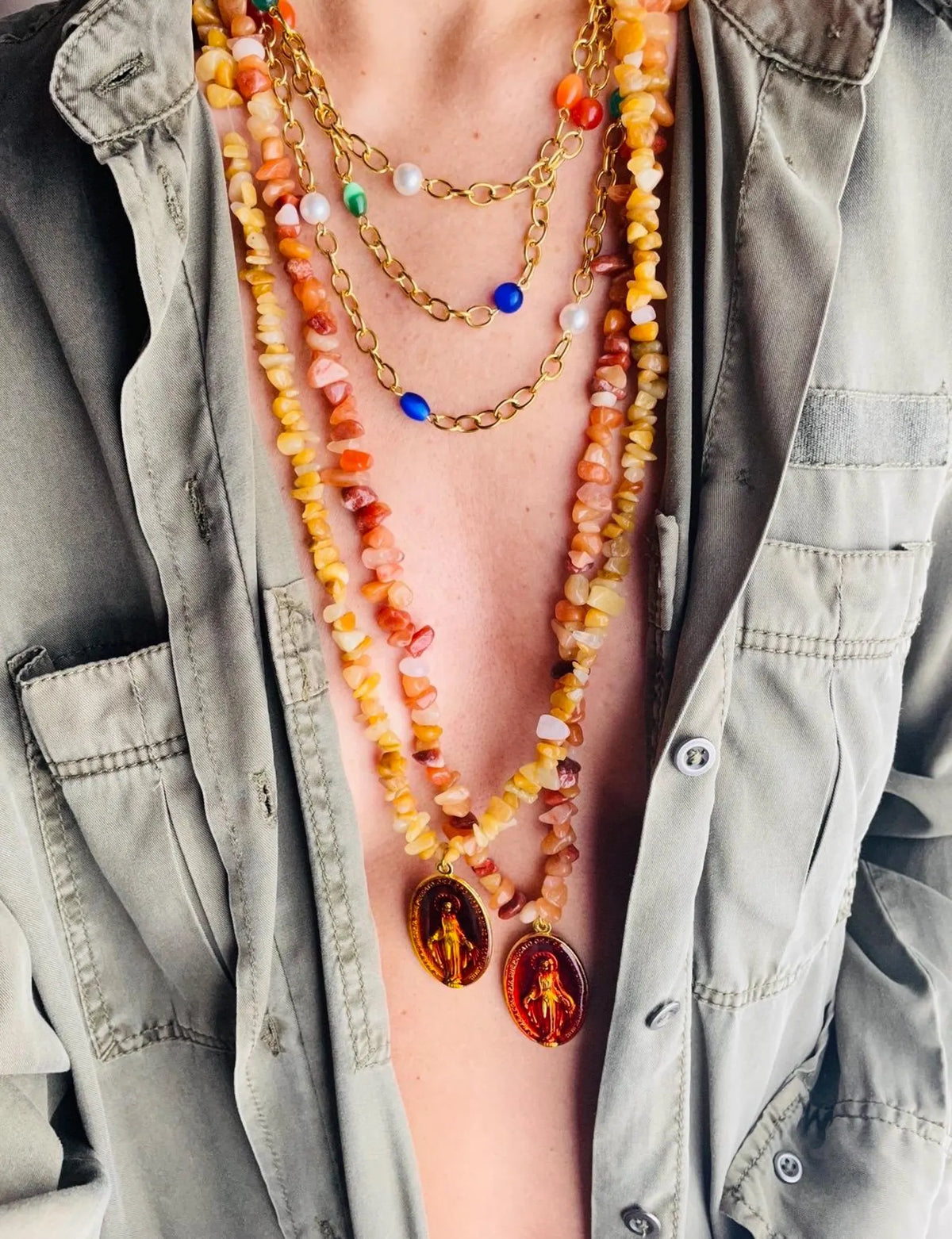 Carnelian Long Guadalupe Necklace