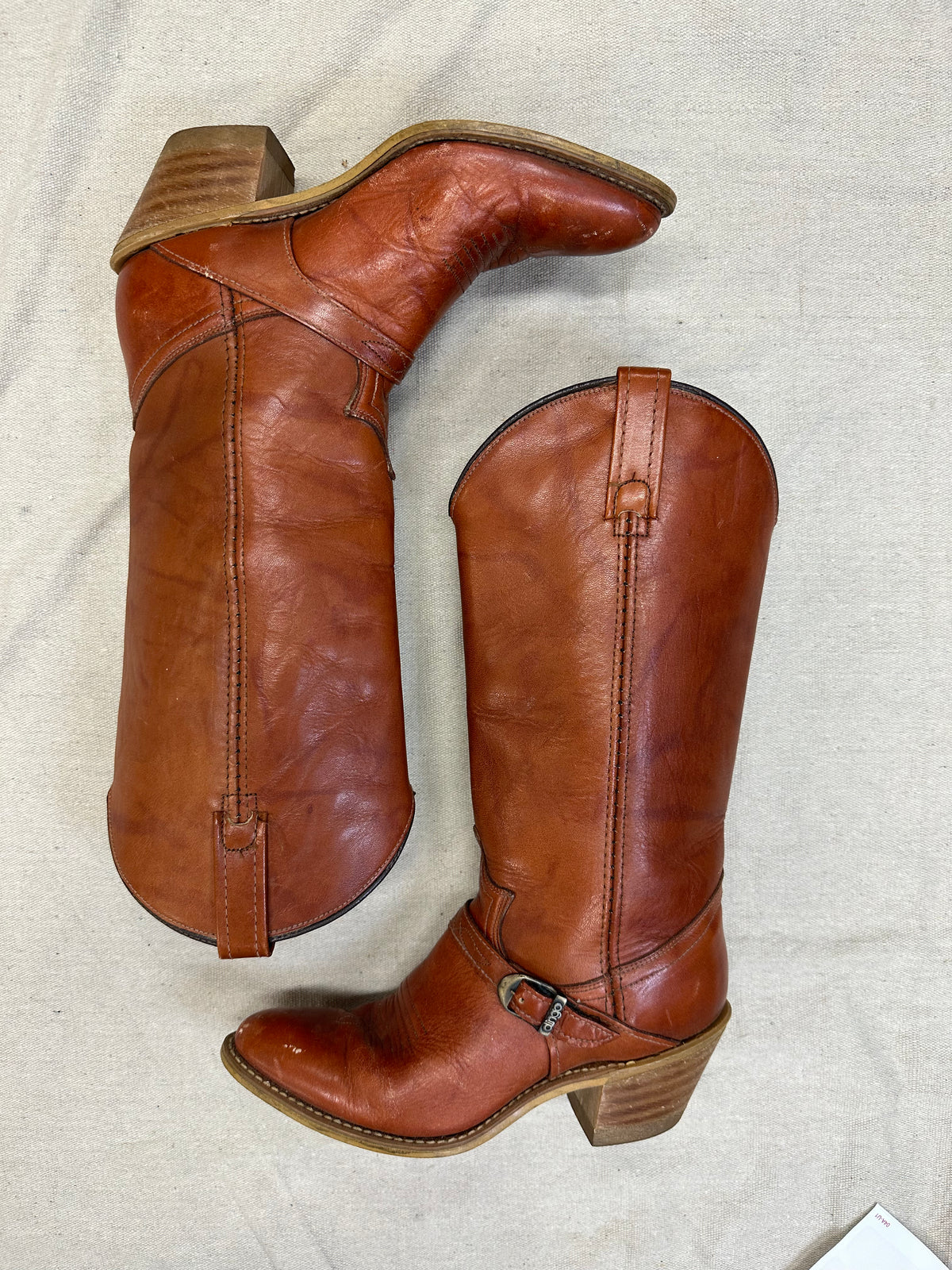 Brown Buckle Detail Cowboy Boots