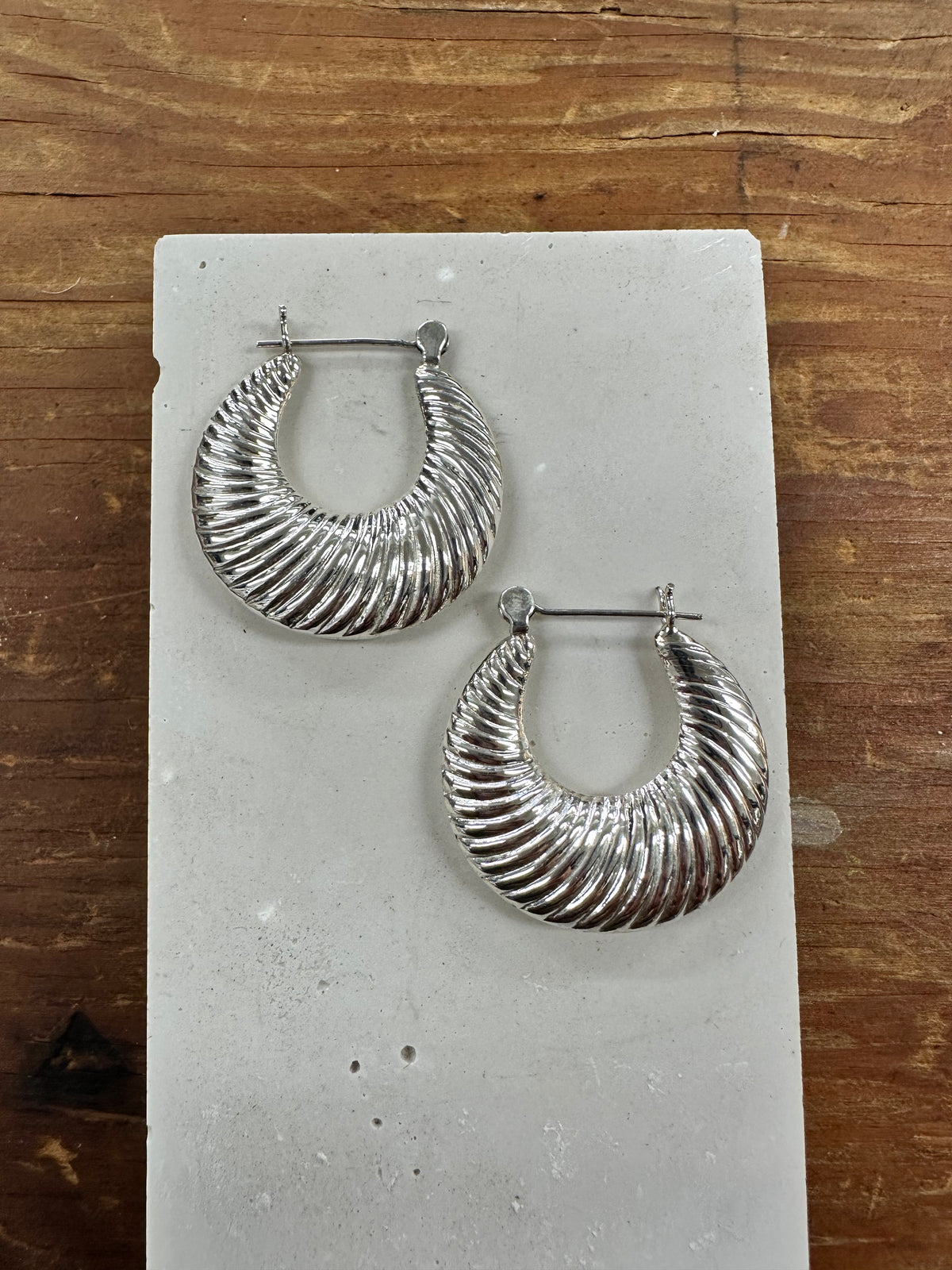 Silver Croissant Hoops