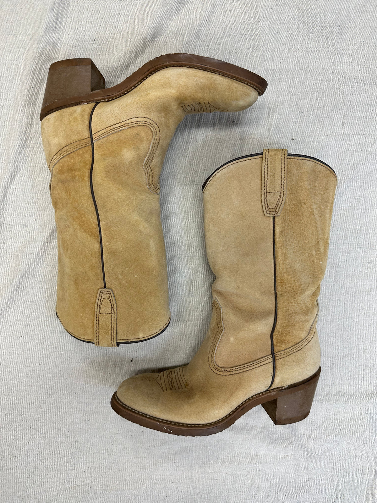 Cream Suede Cowboy Boots