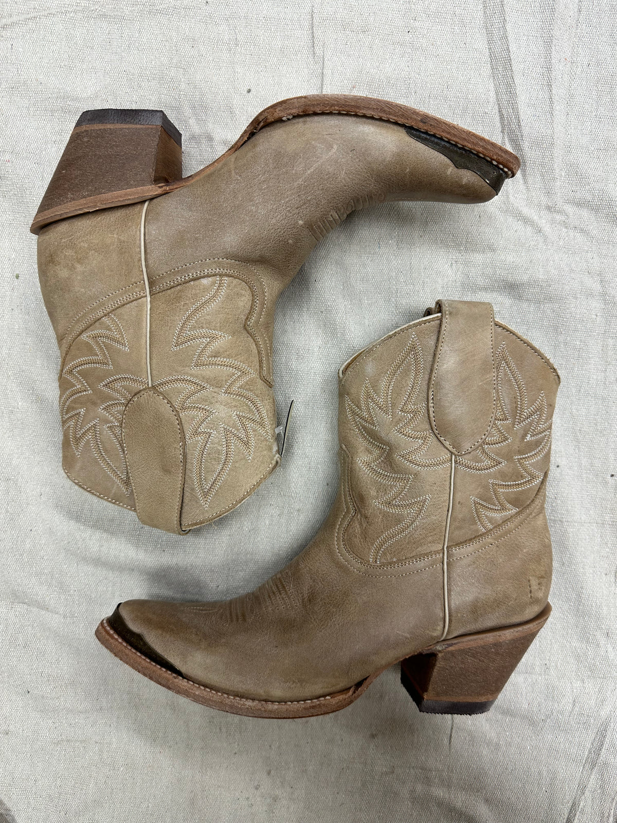Tan Toe Capped Ankle Boots