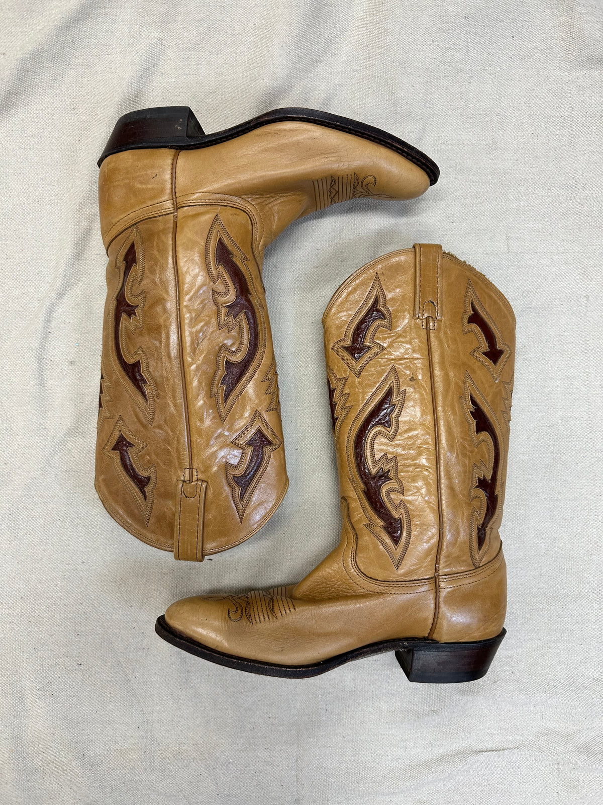 Tan With Red Detailing Cowboy Boots