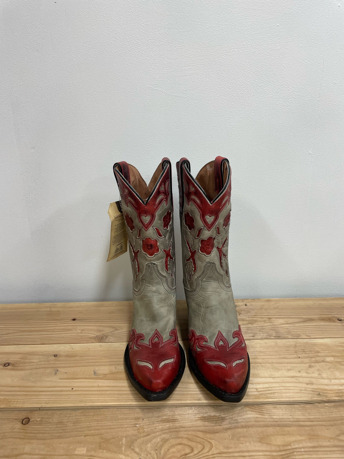 Red Overlay Snip Toe Boots