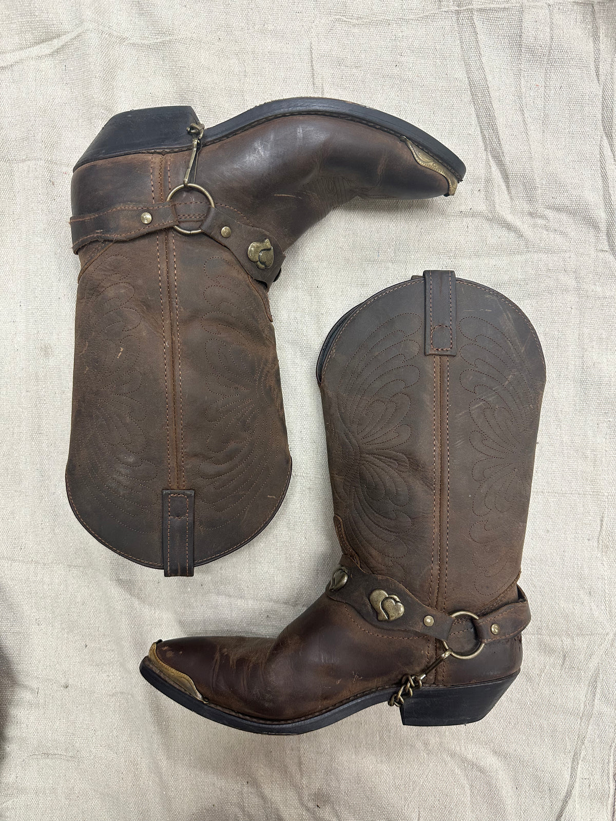 Brown Brass Harness Cowboy Boots